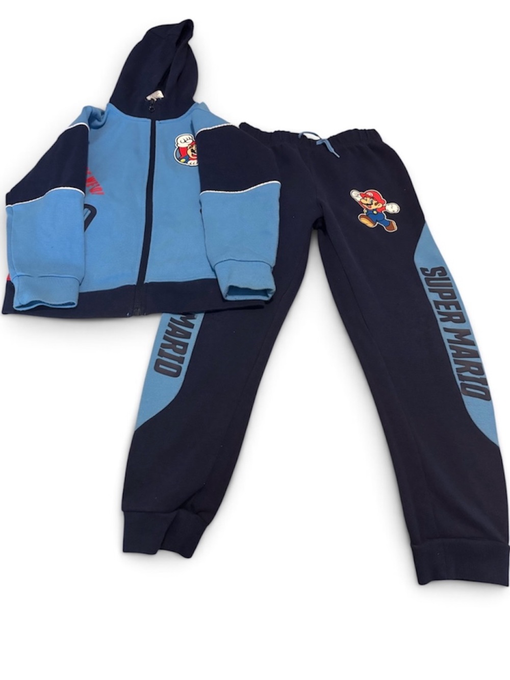 Navy & Light Blue Super Mario Hoodie Sweatpants Set